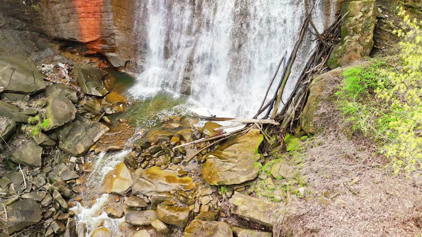 Brandywine Falls Aerial View Scenic Waterfall in Ohio