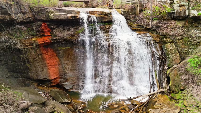 Brandywine Falls Aerial View Scenic Waterfall in Ohio