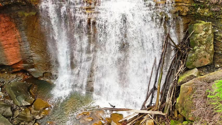 Brandywine Falls Aerial View Scenic Waterfall in Ohio