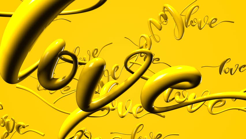 Text Loves in yellow.
Loop able abstract 3D animation.