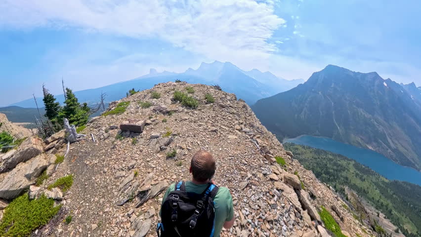 Man Reaches Bear Mountain Lookout in Glacier National Park