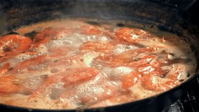 Shrimp in boiling water. Filmed on a high-speed camera at 1000 fps. High quality FullHD footage - Powered by Shutterstock - Get 15% off with code: PIKWIZARD15