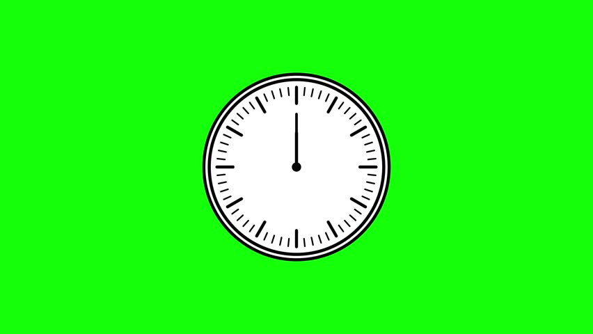 Fast Clock Animation 24 Hours Day Green Screen