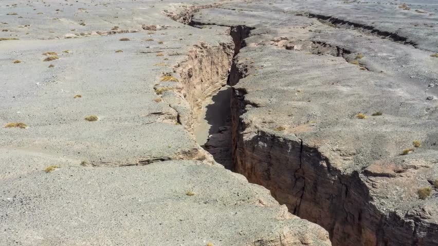 Aerial View of a Deep Fault Line in Earth's Crust