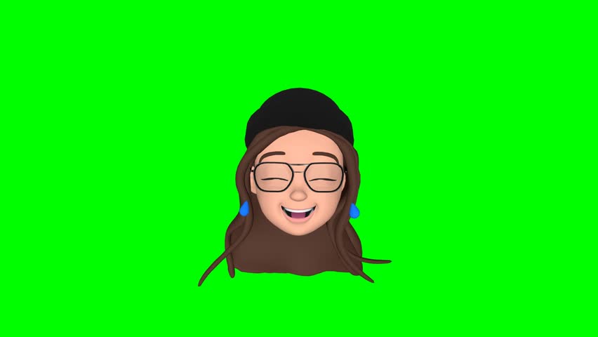 3D greenscreen emoji female character laughing with tears and showing love hands gesture. Perfect for digital content, reaction videos, and creative social media assets.