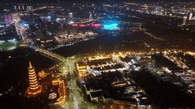 Aerial View of the Night Scenery of Jinhua, Zhejiang Province, China - Powered by Shutterstock - Get 15% off with code: PIKWIZARD15