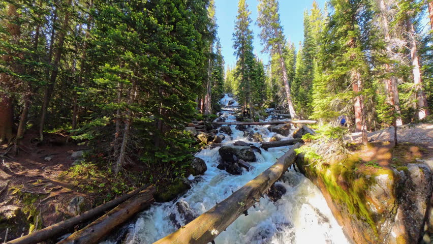 Copeland Falls Rushes with Snow Melt In Rocky Mountain National Park