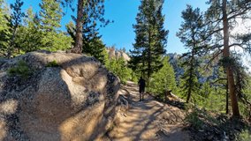 Man Hikes on Wide Dirt Trail Through Lumpy Ridge In Rocky Mountain National Park - Powered by Shutterstock - Get 15% off with code: PIKWIZARD15