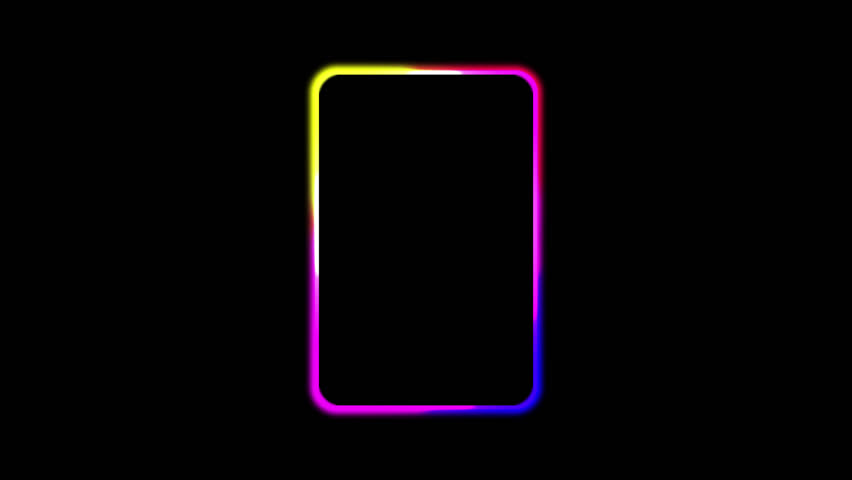 Colorful neon gradient frame. Transparent 4K Alpha Channel. Seamless loop. Perfect for party invitations, social media graphics, nightclub promotions, and event flyers.