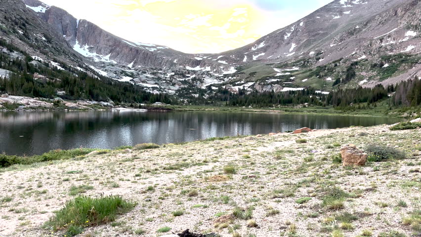 Sunset Light Over Lawn Lake In Rocky Mountain National Park