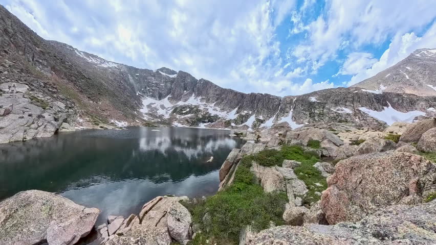 Time Lape of Clouds Over Crystal Lake In Rocky Mountain National Park