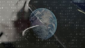 Digital Earth globe being animated over binary code and financial charts, showing desk silhouettes. Technology, data, finance, analytics, visualization, innovation, cybersecurity - Powered by Shutterstock - Get 15% off with code: PIKWIZARD15