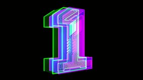 Futuristic number designed with electronic circuit board pattern on black background. Ideal for technology countdowns, digital interfaces, or cyberpunk-themed designs. - Powered by Shutterstock - Get 15% off with code: PIKWIZARD15