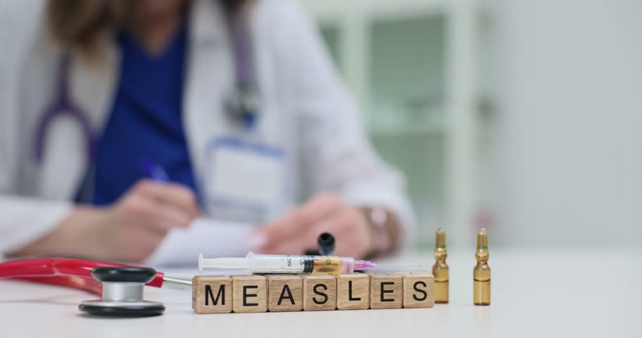 A closeup of MEASLES in a medical context, highlighting the crucial role of vaccinations for public health
