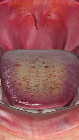 Close-Up of Fungal Infection on Human Tongue