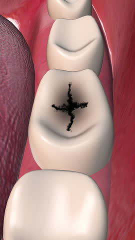 Close-Up View of Decaying Molar Teeth