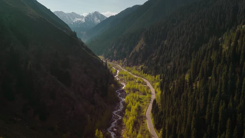 Aerial Mountains landscape in Kazakhstan