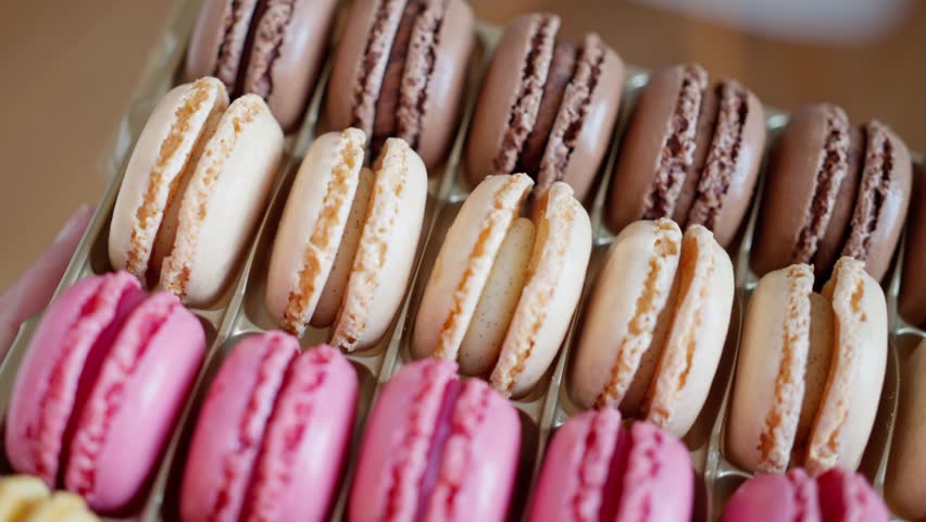 A Beautiful Colorful Assortment of Delicious French Macarons Elegantly Packaged in a Box