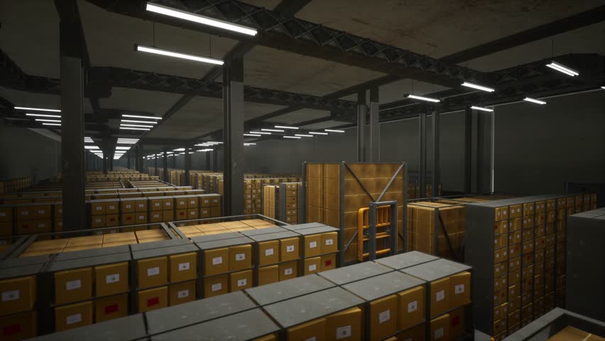 Workers Drive Forklifts And Move Products To Be Stored In Warehouses