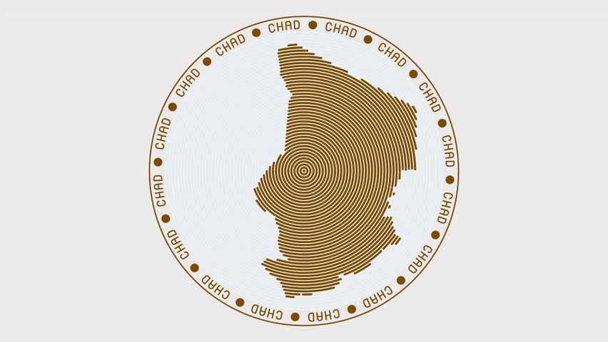 Chad shape with dynamic circles visual effect. Animation of Chad logo appearing from rotating rings and Country name around the shape. Intro, opening, closing, logo video.