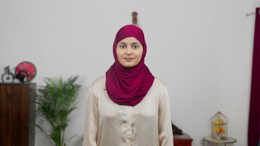 Muslim Woman in Hijab Scarf Saying Word Amazing