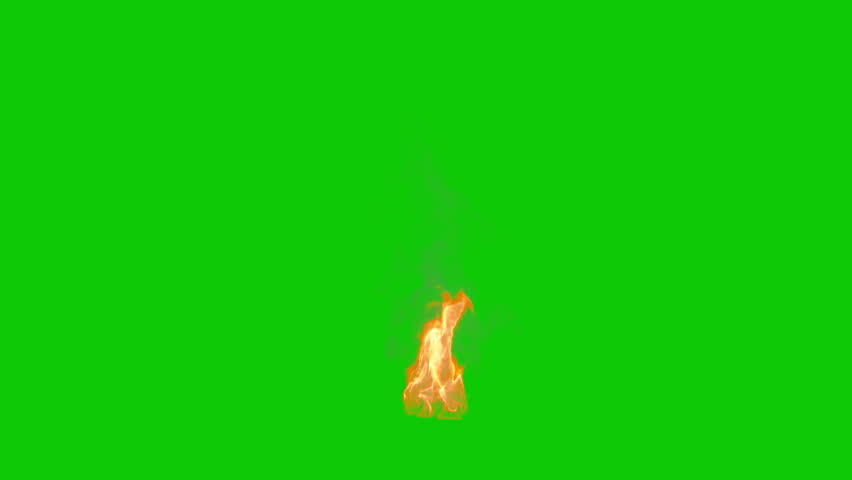 Fire with natural motion and light smoke, 4k 30p, with green screen for a transparent background