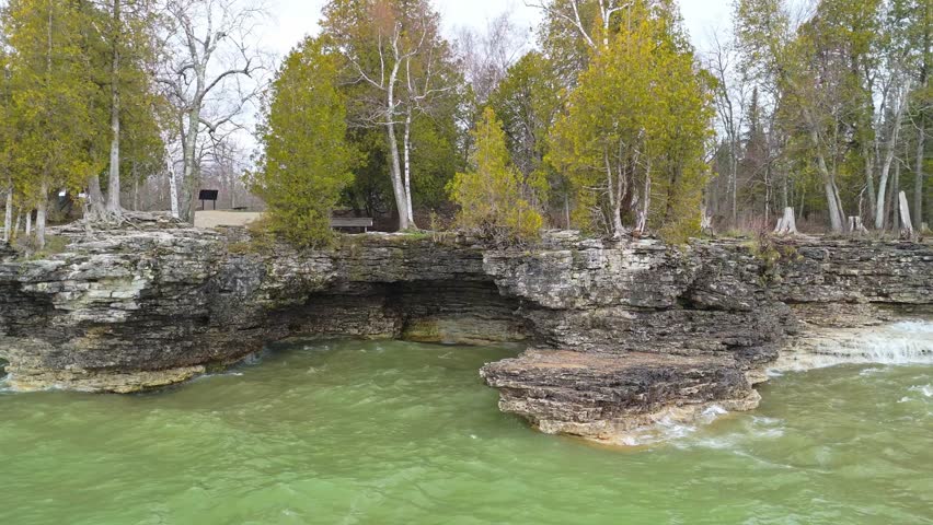 Stunning aerial footage of Cave Point County Park in Wisconsin