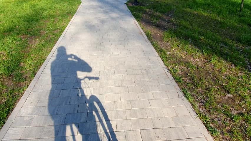 Riding a bike in the park