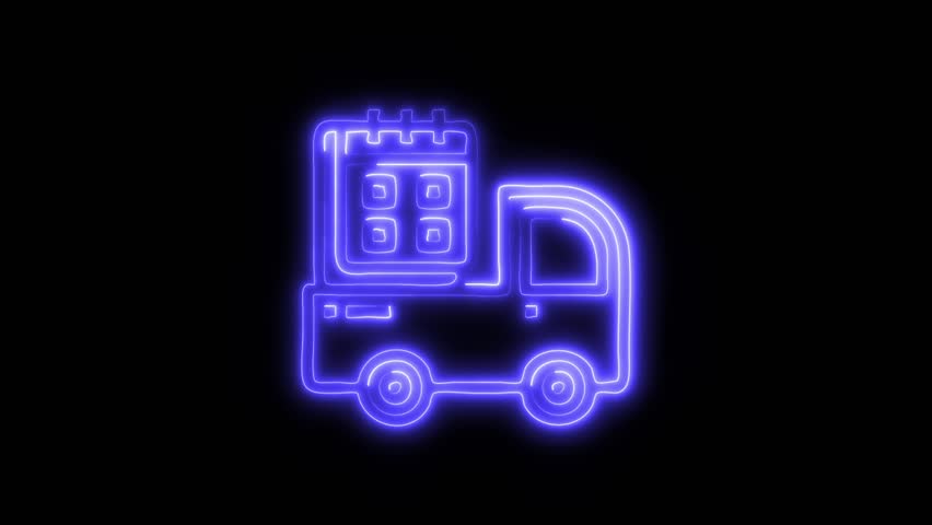Neon Delivery Schedule icon isolated on black background HD Video motion graphic animation