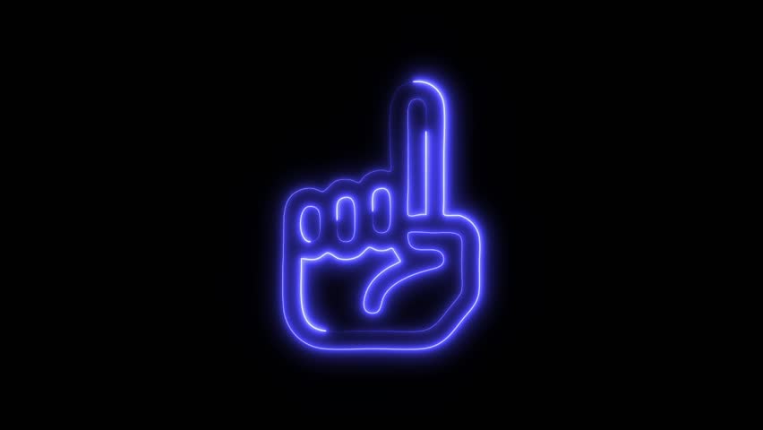 Neon Finger icon isolated on black background HD Video motion graphic animation
