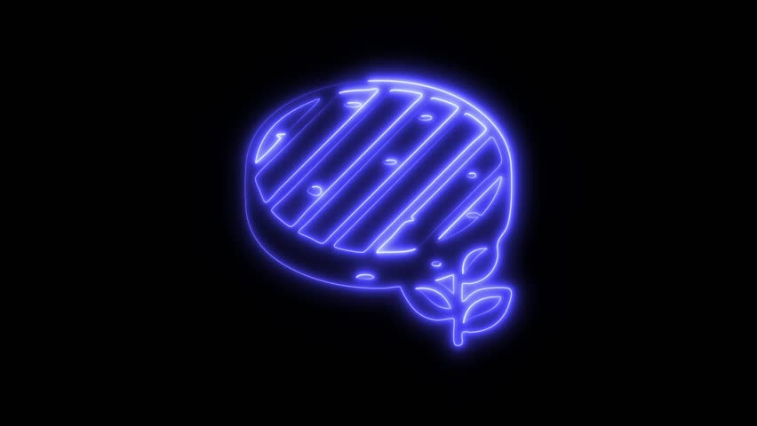 Neon Plant Based Burger icon isolated on black background HD Video motion graphic animation