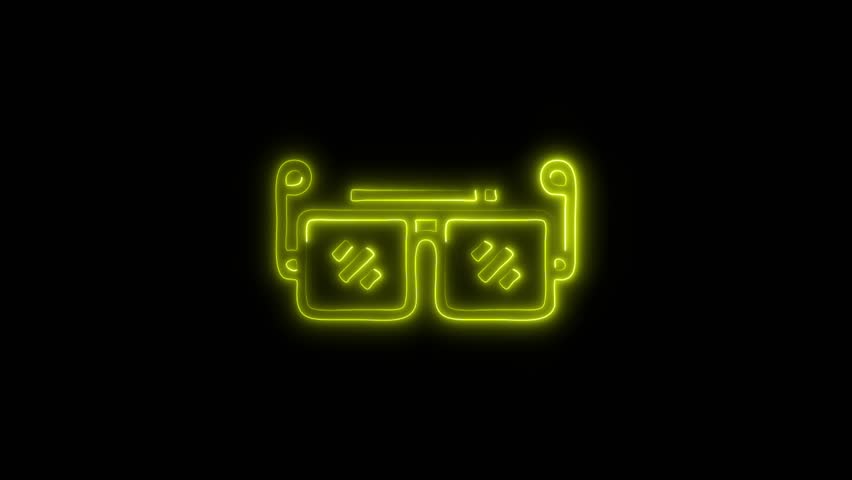 Neon Sunglasses icon isolated on black background HD Video motion graphic animation