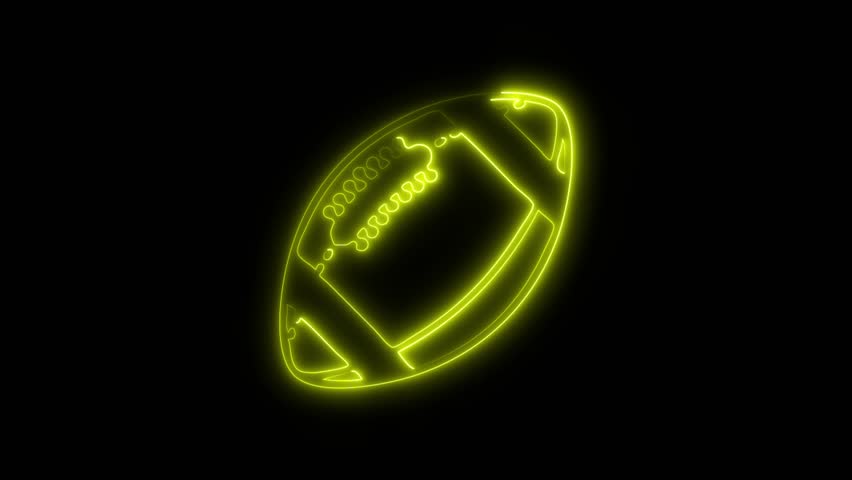 Neon Rugby icon isolated on black background HD Video motion graphic animation
