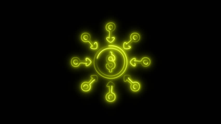 Neon Passive Income icon isolated on black background HD Video motion graphic animation