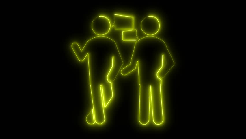 Neon Social Life icon isolated on black background HD Video motion graphic animation