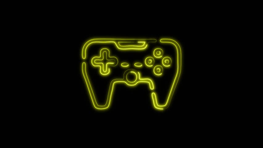 Neon Gamepad icon isolated on black background HD Video motion graphic animation - Powered by Shutterstock - Get 15% off with code: PIKWIZARD15