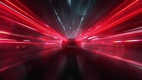 Rear view of a red sports car racing at high speed on neon highway. Power acceleration on a night track with colorful lights. Futuristic digital background. 3d concept of velocity and technology. - Powered by Shutterstock - Get 15% off with code: PIKWIZARD15