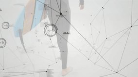 Surfer body featuring digital node overlay while holding pastel surfboard on sand. Beach, technology, landscape, modern, outdoor, connectivity, leisure - Powered by Shutterstock - Get 15% off with code: PIKWIZARD15