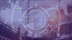 3D wireframe globe displaying site progress data over grid overlay, highlighting cranes scaffolding. Digital interface, technology, construction, engineering, futuristic, innovation, data - Powered by Shutterstock - Get 15% off with code: PIKWIZARD15