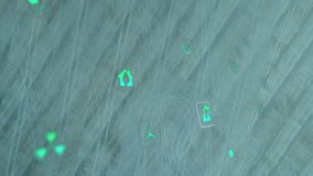 Centering green house icon being animated, neon eco icons floating over scratched digital interface. Sustainability, technology, innovation, futurism, environment, clean energy, digital interface - Powered by Shutterstock - Get 15% off with code: PIKWIZARD15