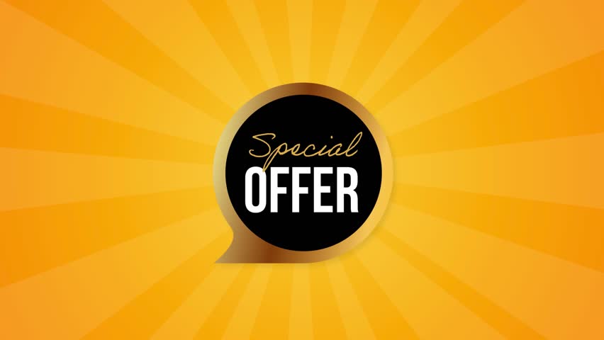 Special offer discount sales bubble discount promo animated advertisement yellow background gold emblem
