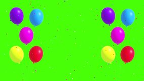 Colorful balloons and confetti on green screen – Birthday celebration party - Powered by Shutterstock - Get 15% off with code: PIKWIZARD15
