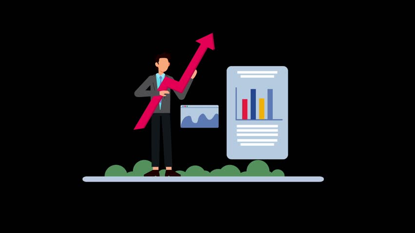Share Market Investor Animated Illustration or business 2d animated