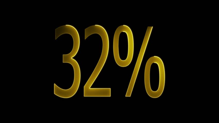 32% text animation by yellow color neon mask glow on black background.