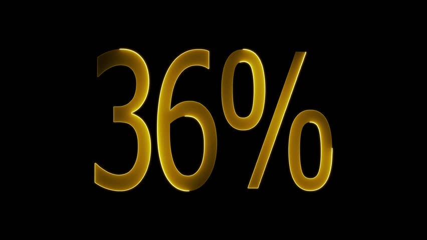 36% text animation by yellow color neon mask glow on black background.
