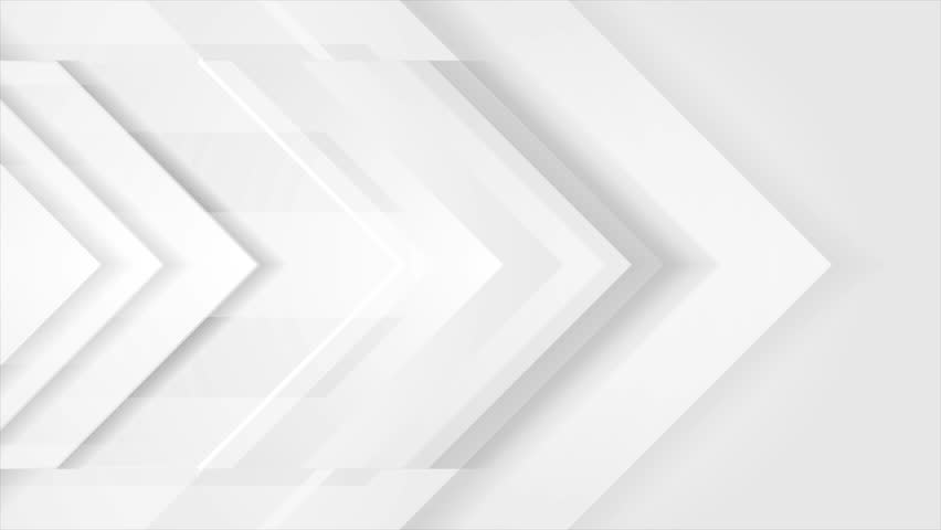 Grey white tech paper arrows abstract geometric minimal background. Seamless looping corporate motion design. Video animation Ultra HD 4K 3840x2160