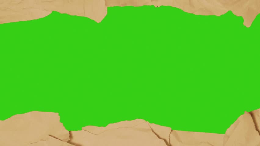 sepia brown old cut paper border green screen cardboard motion graphics video, stop motion animation, realistic animated frame chroma key social media template