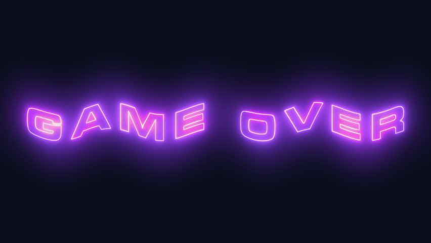 3D render of glowing purple neon Game Over text on a dark background. Retro-futuristic style suitable for gaming, streaming, and digital interfaces. - Powered by Shutterstock - Get 15% off with code: PIKWIZARD15