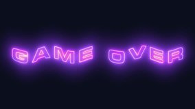 3D render of glowing purple neon Game Over text on a dark background. Retro-futuristic style suitable for gaming, streaming, and digital interfaces. - Powered by Shutterstock - Get 15% off with code: PIKWIZARD15