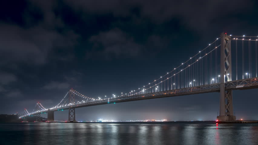 Night Time Lapse of the Oakland Bridge from Downtown San Francisco